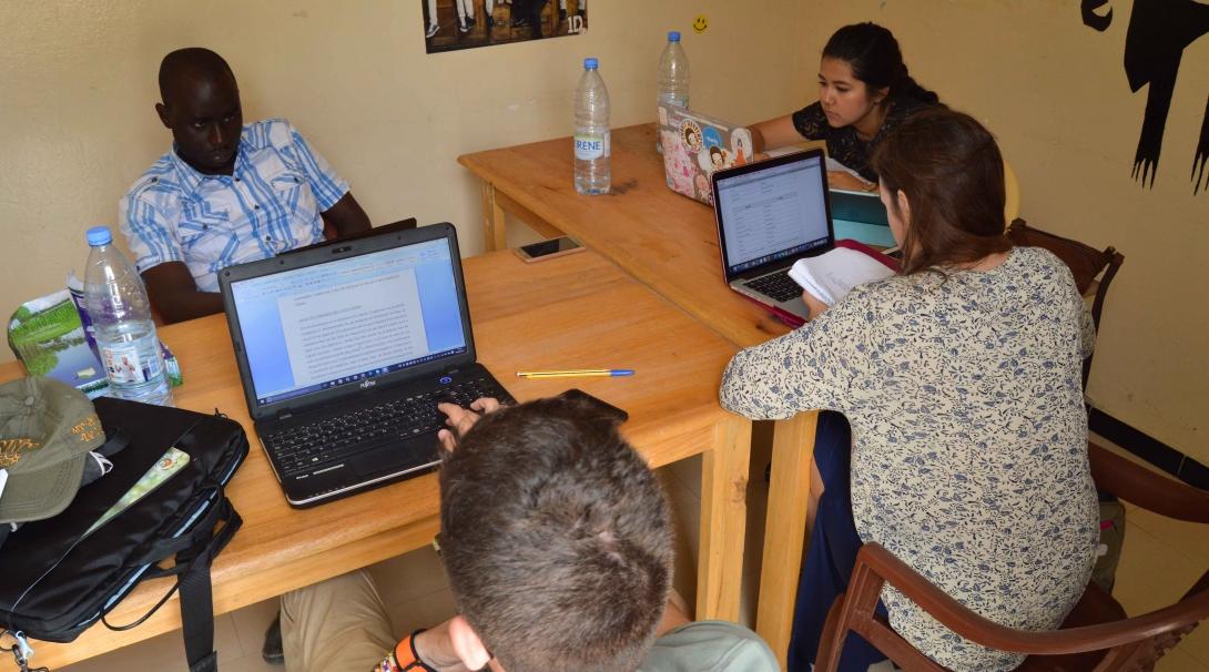 Projects Abroad interns work at their Human Rights placement in Senegal. Students work in the office during their Human Rights internship in Senegal.